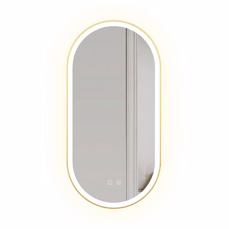REA - Zrkadlo LED OVL 50x100cm Brush Gold HOM-02506