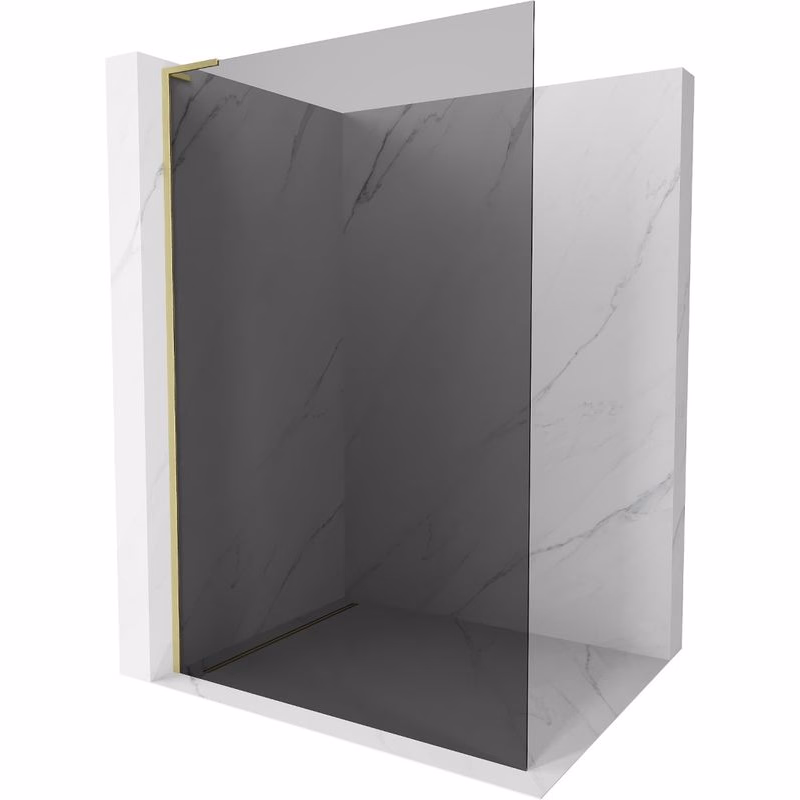 MEXEN/S - Kioto L Sprchová zástena WALK-IN 90 x 200, grafit, zlatá kartáčovaná 800-090-103-55-40