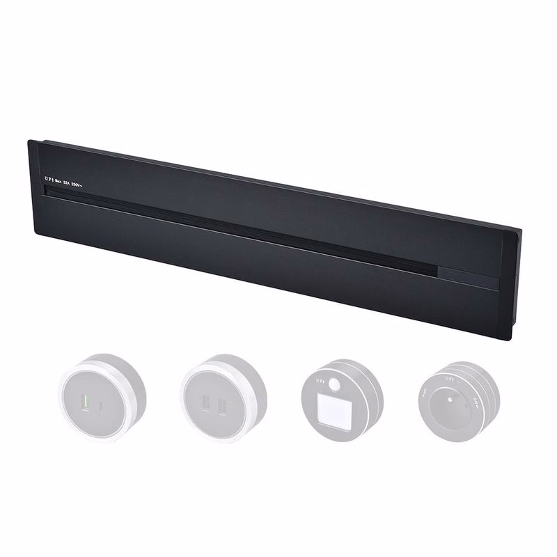 Zásuvková lišta - zápustná Viking LZ60B/230V,50Hz/60cm dĺžka/čierna/až 7 modulov/IP20/hliník/zápustná