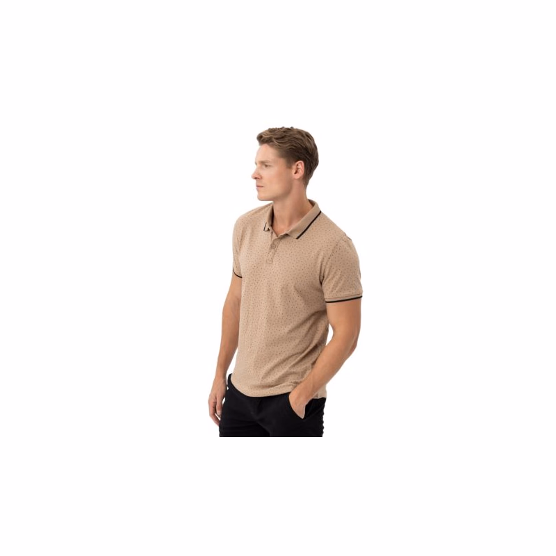 Pánske polo tričko s krátkym rukávom VOLCANO O-GLACIER-BEIGE