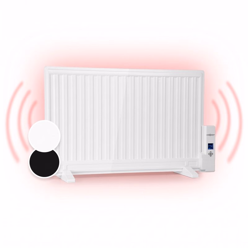 OneConcept Wallander, olejový radiátor, 800 W, termostat, olejové vyhrievanie, ultra plochý dizajn, biely