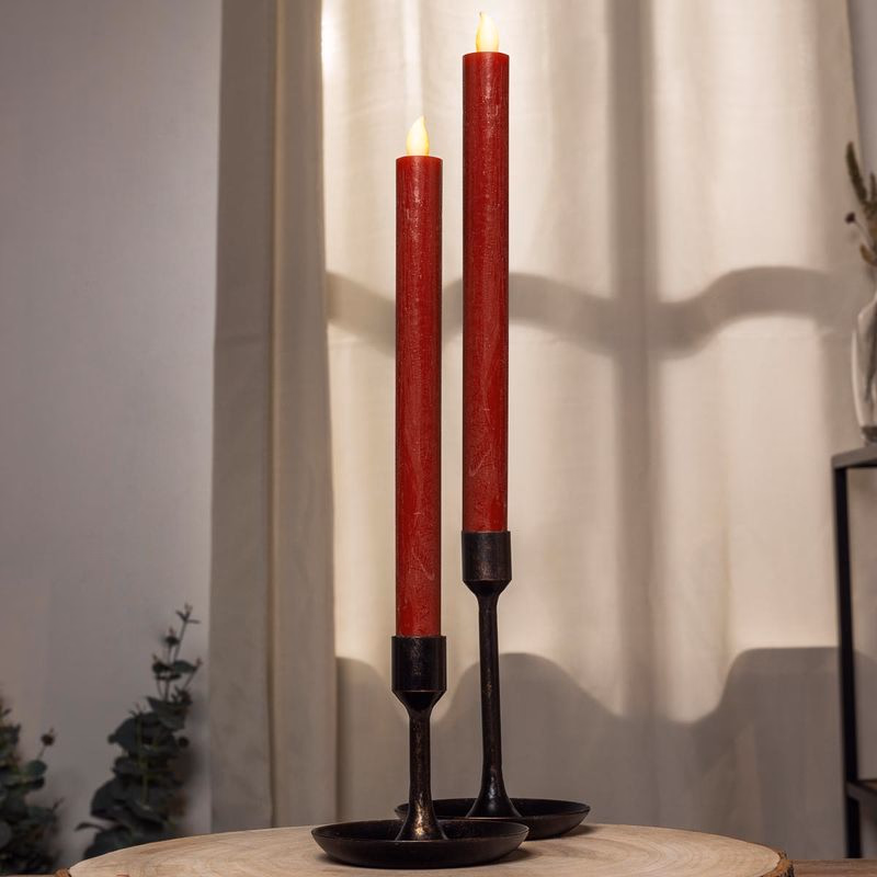 Vysoké voskové sviečky LED, 2 ks, bordová farba