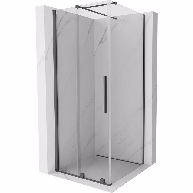 MEXEN/S - Velár sprchovací kút 90 x 90, transparent, grafit kartáčovaná 871-090-090-01-66