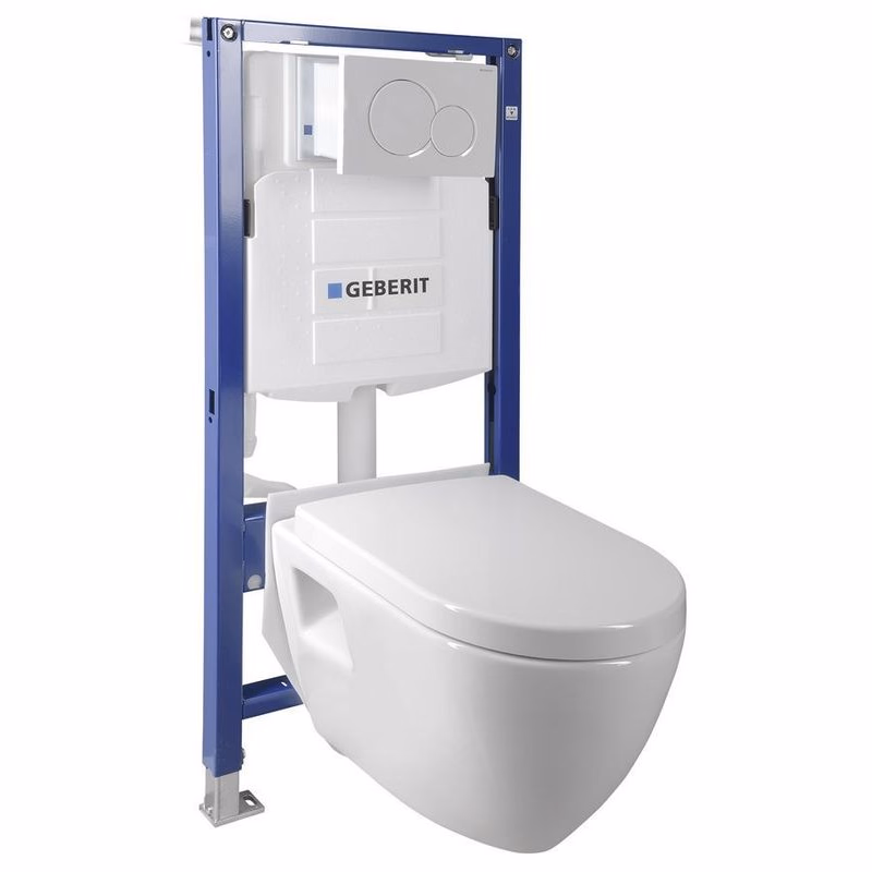 AQUALINE - Závesné WC Nera s podomietkovou nádržkou do sadrokartónu a tlačidlom Geberit, biela WC-SADA-16