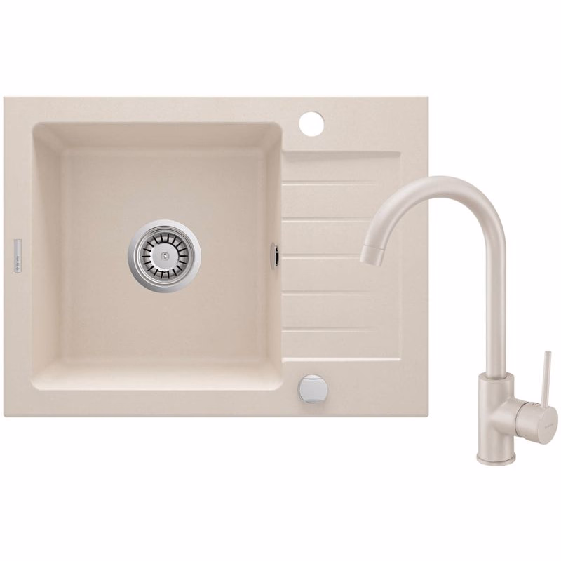 DEANTE DEANTE - Zorba beige - Granitový drez vrátane batérie, 1 - bowl s odkvapkávačom ZQZA511A