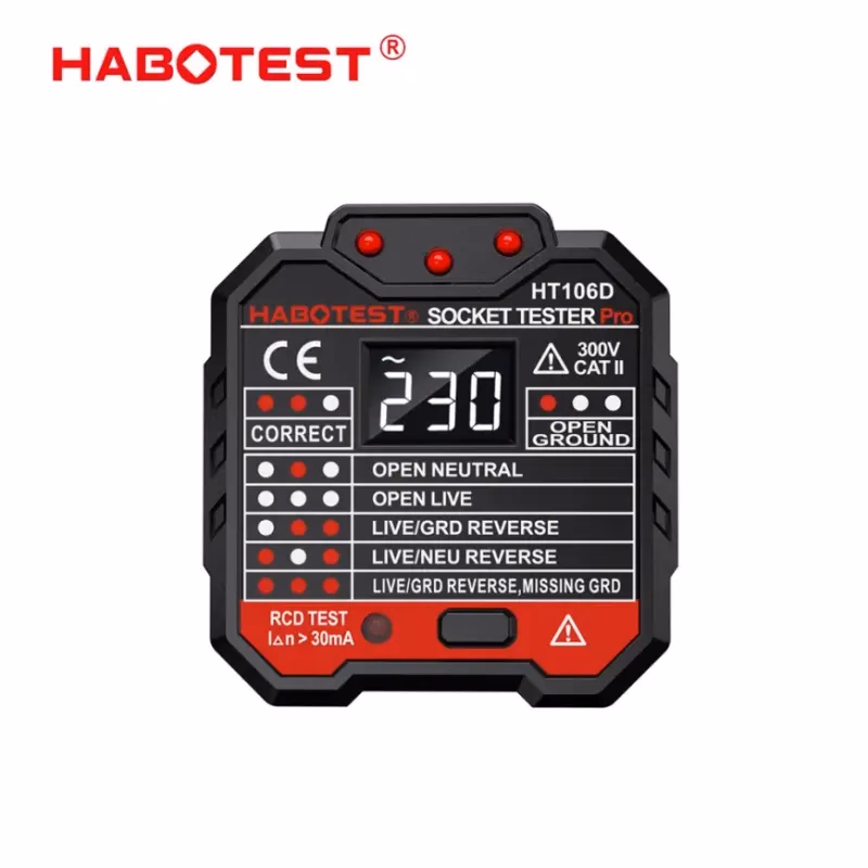 Tester el. zásuviek s digitálnym displejom HABOTEST HT106D