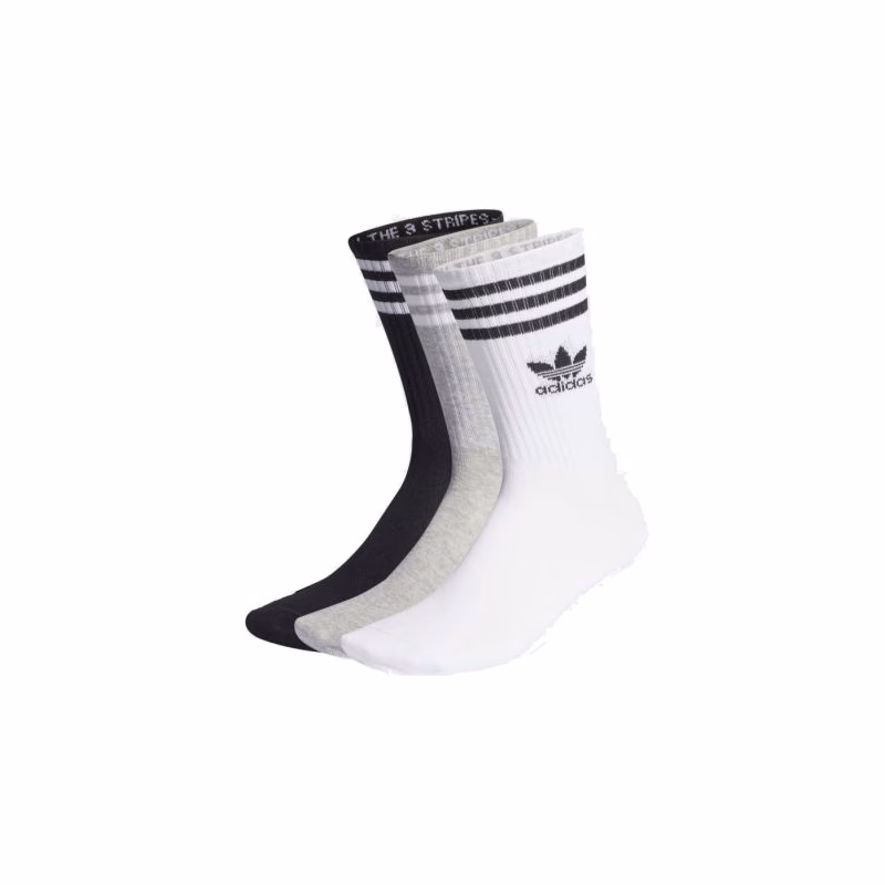Ponožky ADIDAS ORIGINALS 3 PACK-CREW SOCK-WHITE MGREYH BLACK