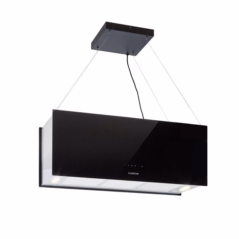 Klarstein Kronleuchter XL, digestor, 90 cm, ostrovčekový, 577 m³/h, dotykové ovládanie, LED, čierny