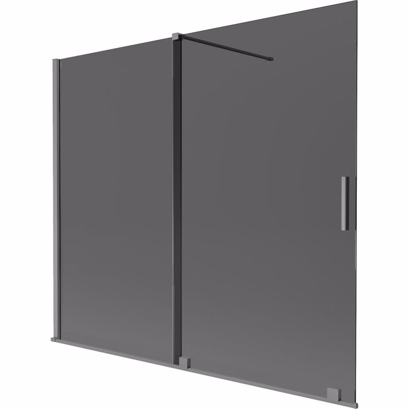 MEXEN/S - Velár dvojkrídlová posuvná vaňová zástena 180 x 150, grafit, grafit metal 896-180-000-41-95
