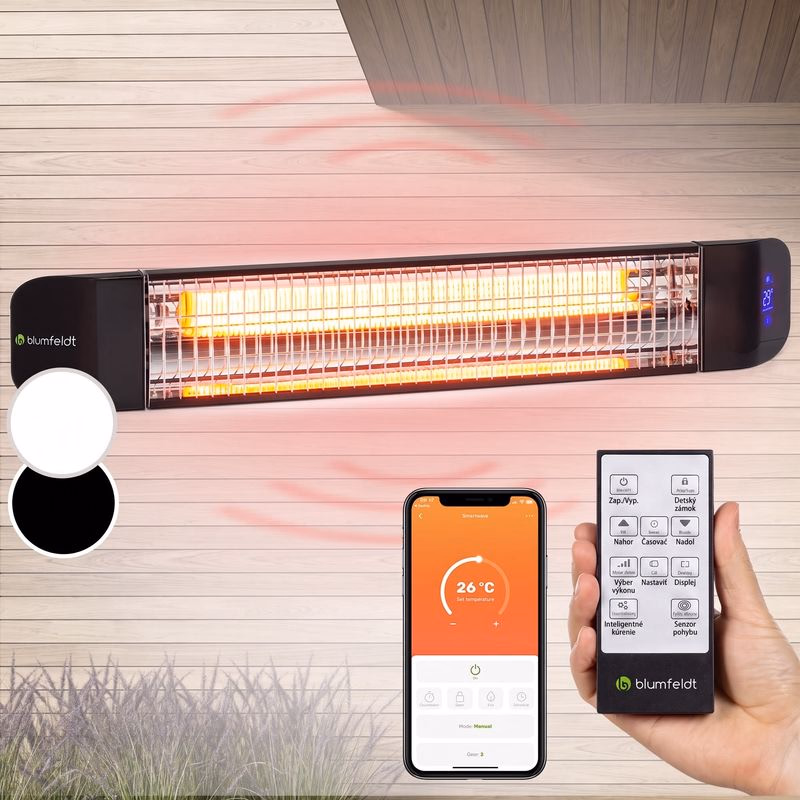 Blumfeldt Smartwave, infračervený ohrievač, 2400 W, WiFi, ovládanie cez aplikáciu, čierny