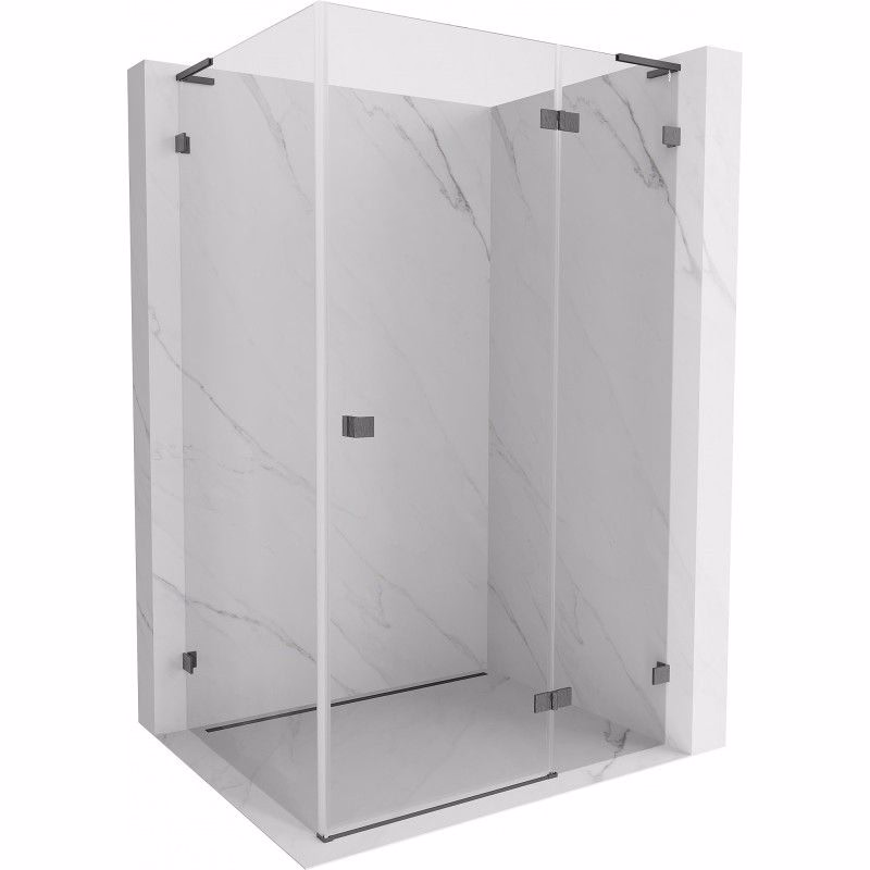 MEXEN/S - Lunar L sprchový kút dvere krídlové pravá 100 x 90, transparent, grafit kartáčovaná 834L-100-090-66-00-P