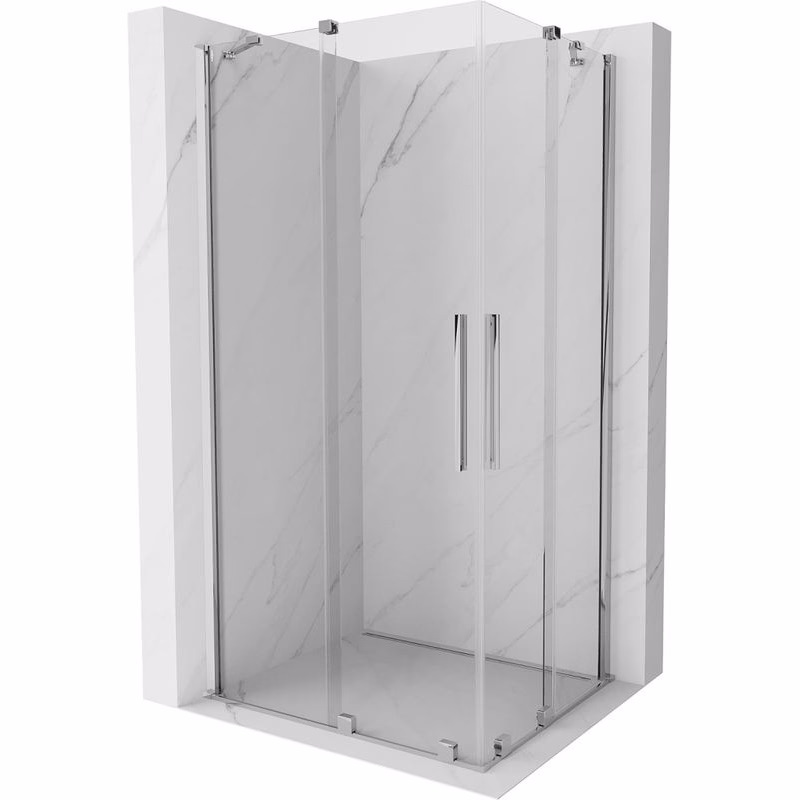 MEXEN/S - Velar Duo štvorcový sprchovací kút 90 x 80, transparent, chróm 871-090-080-02-01