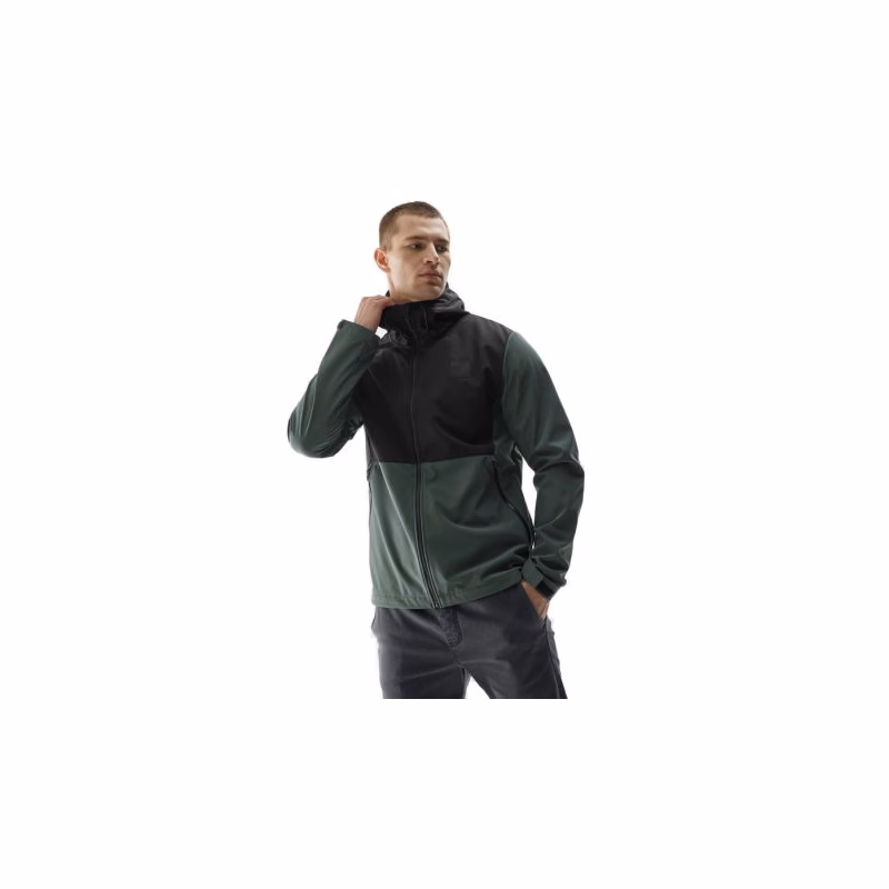 Pánska turistická softshellová bunda 4F SOFTSHELL JACKET-AW23TSOFM155-40S-DARK GREEN