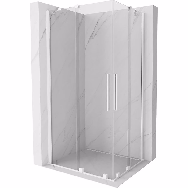 MEXEN/S - Velar Duo štvorcový sprchovací kút 100 x 90, transparent, biela 871-100-090-02-20
