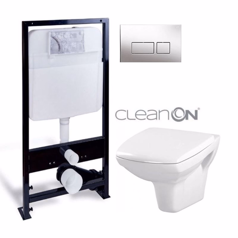 PRIM předstěnový instalační systém s chromovým tlačítkem 20/0041 + WC CERSANIT CLEANON CARINA + SEDADLO PRIM_20/0026 41 CA1
