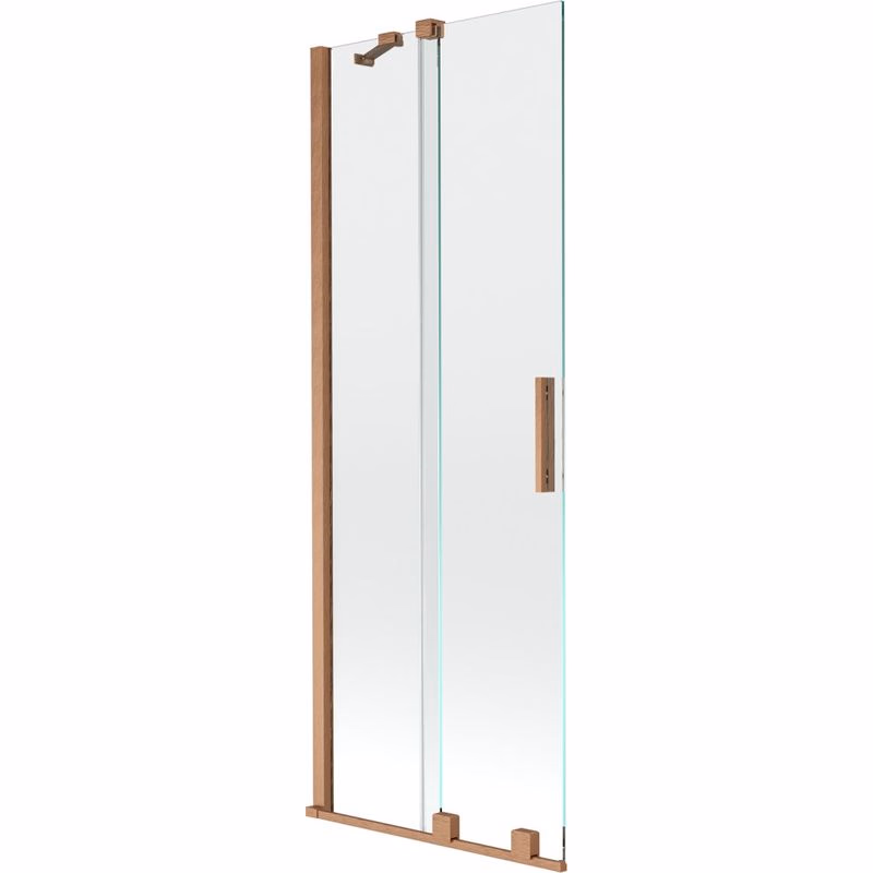 MEXEN/S - Velar Dvojkrídlová posuvná vaňová zástena 75 x 150, transparent, kartáčovaná meď 896-075-000-01-65