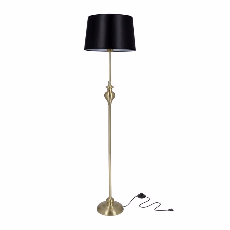Stojacia lampa Prima gold, saténovo zlatá, E27, čierna