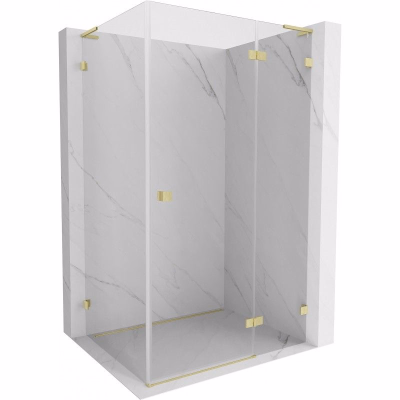 MEXEN/S - Lunar L sprchový kút dvere krídlové pravá 95 x 80, transparent, zlato kartáčovaná 834L-095-080-55-00-P