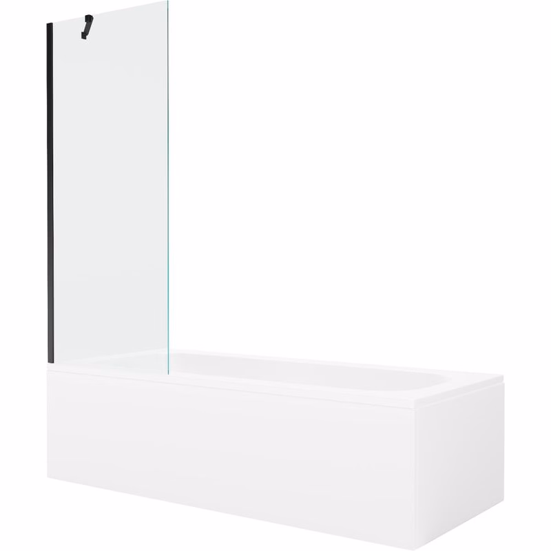 MEXEN/S - Vega obdĺžniková vaňa 180 x 80 cm s panelom + vaňová zástena 70, transparent, čierna 550118080X9507000070
