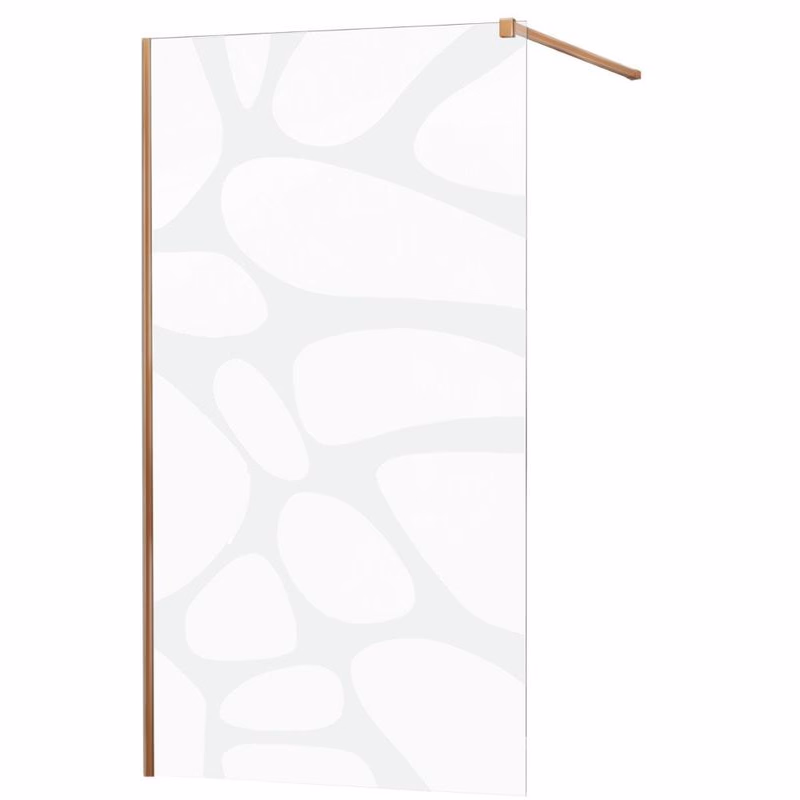 MEXEN/S - KIOTO Sprchová zástena WALK-IN 70x200 cm 8 mm, růžové zlato, biała vzór 800-070-101-60-97