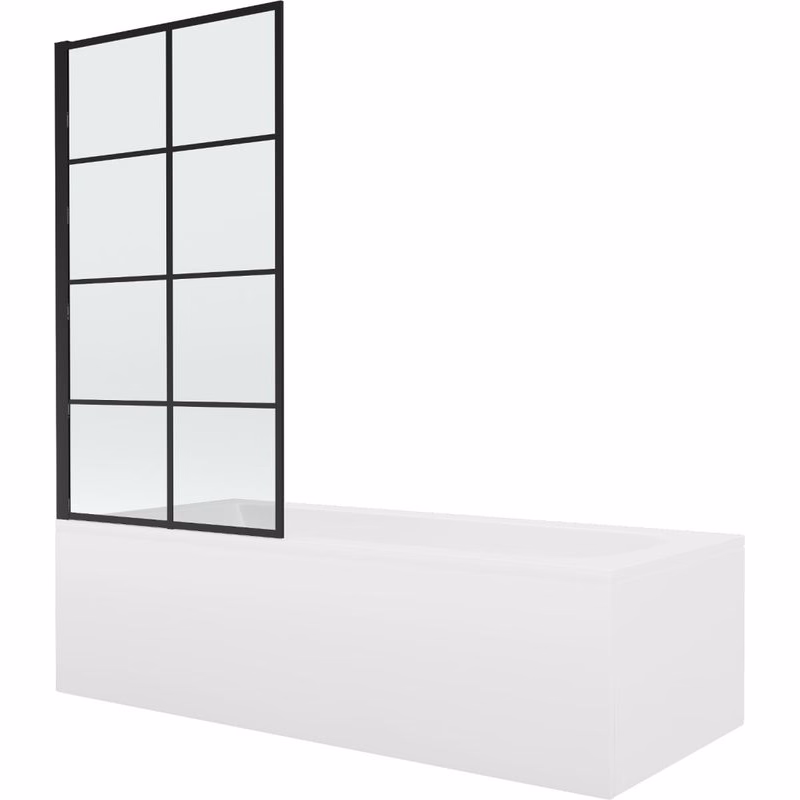 MEXEN/S - Vega obdĺžniková vaňa 150 x 70 cm s panelom + vaňová zástena 80, čierna vzor 550115070X9308017077