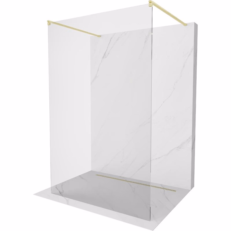 MEXEN/S - Kyoto samostatne stojaca sprchová zástena 100 x 200, transparent 8 mm, zlatko kartáčovaná 800-100-002-55-00