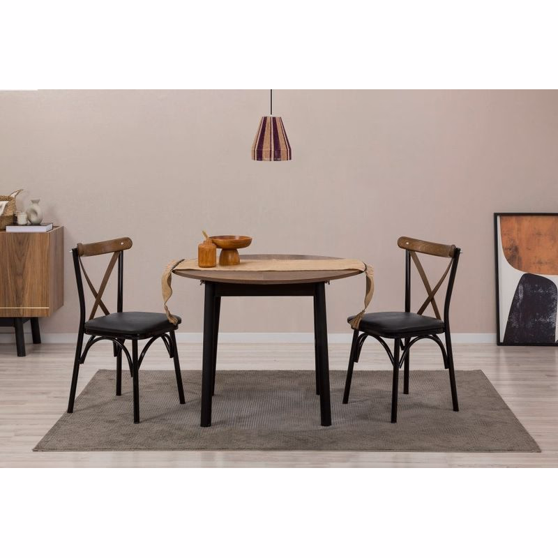Extendable Dining Table Oliver - Walnut, Black
