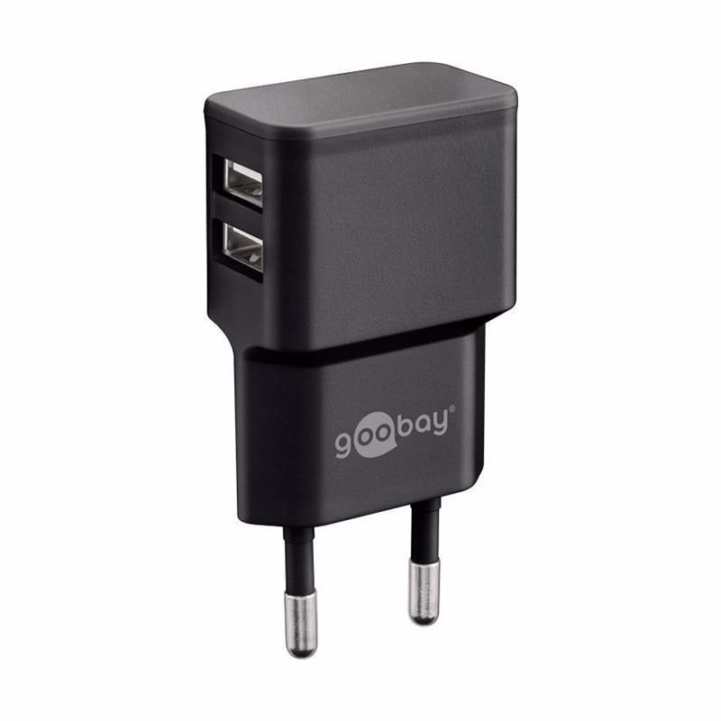 Goobay Napájací a nabíjací adaptér 230V na 2x USB, max.2, 4A, čierny