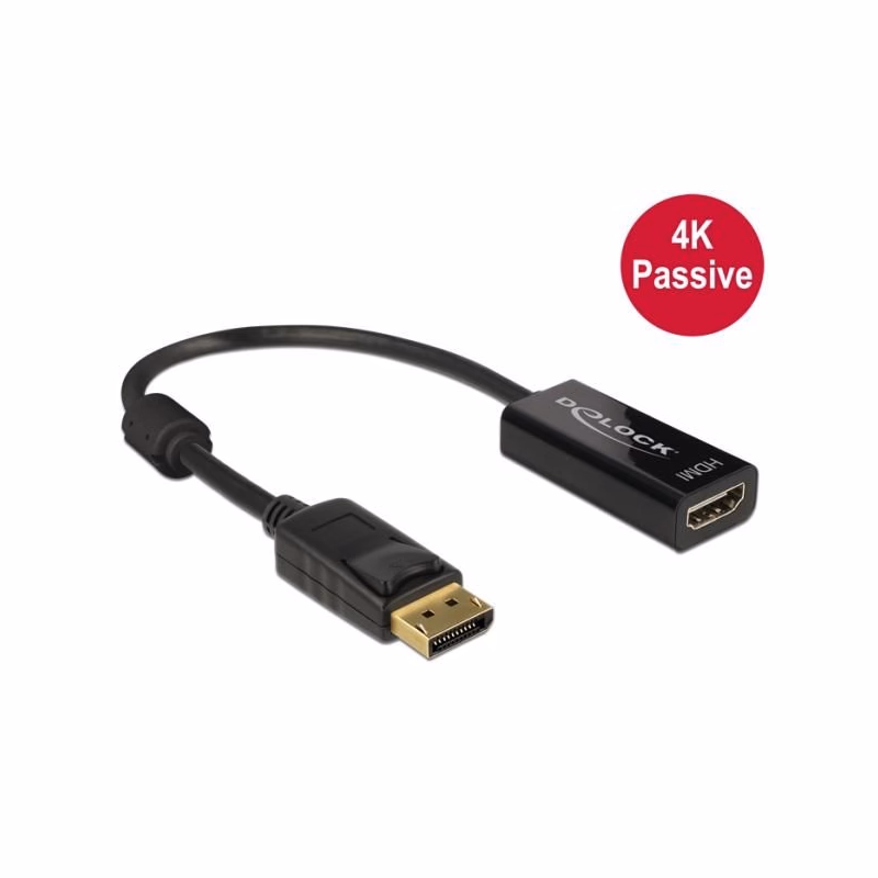 Delock Adaptér Displayport 1.2 samec > HDMI samica 4K pasívny čierny