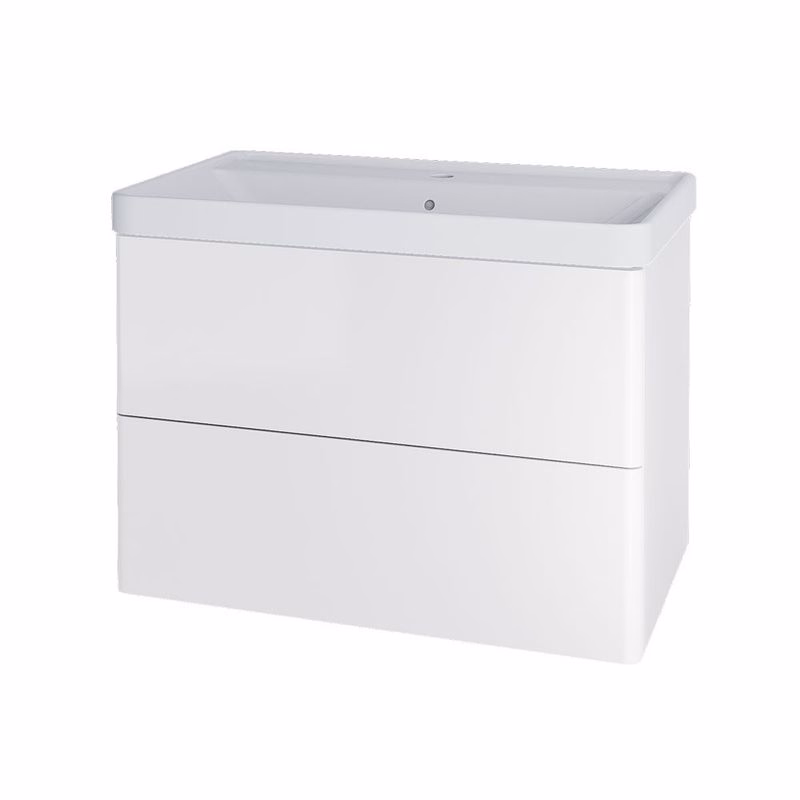 Mereo Siena, kúpeľňová skrinka s keramickým umývadlom 81 cm, biela lesk CN411