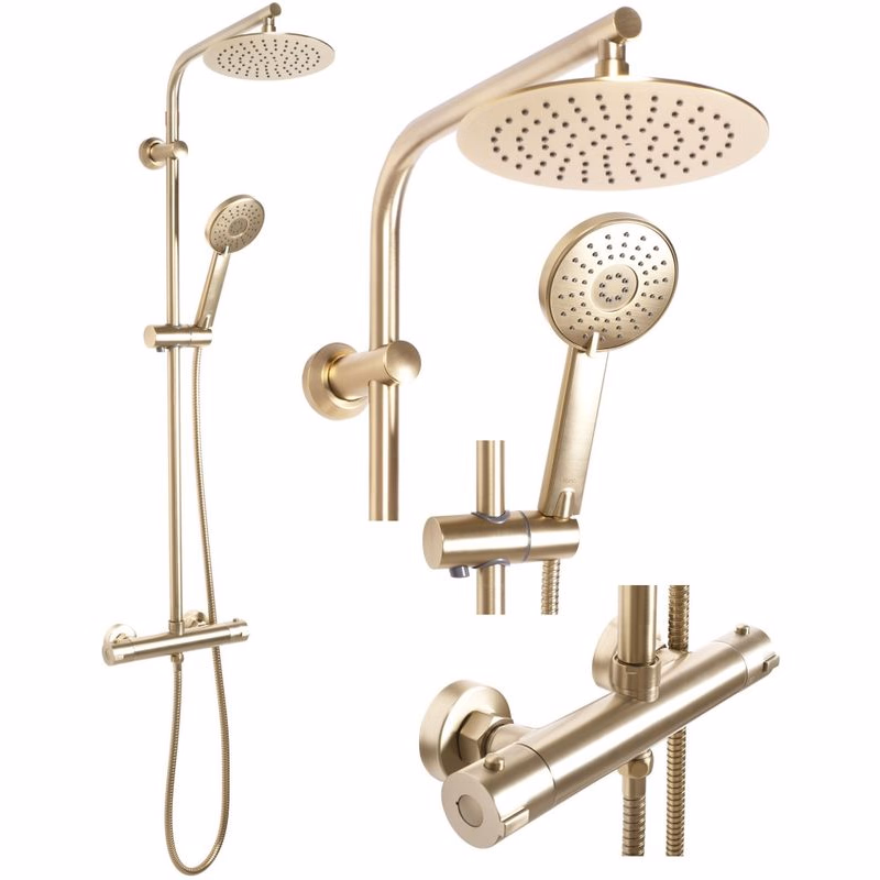REA - Sprchová sada s termostatom Bliss brush gold REA-P8413