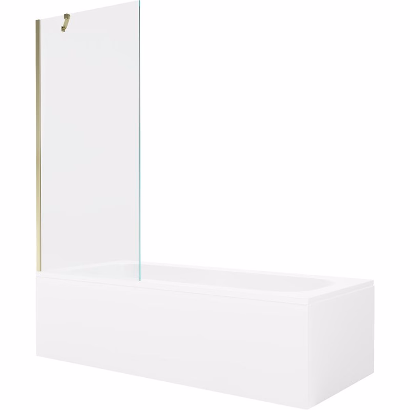 MEXEN/S - Vega obdĺžniková vaňa 180 x 80 cm s panelom + vaňová zástena 80, transparent, zlatá 550118080X9508000050