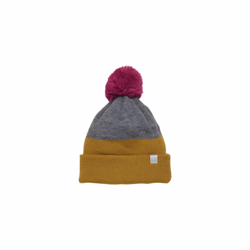 Chlapčenská zimná čiapka COLOR KIDS Hat beanie, colorblock, dried tobacco