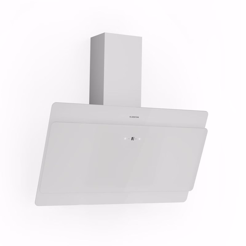 Klarstein Aurica 90, digestor, 90 cm, nástenný, 610 m³/h, LED, dotykové ovládanie, sklo, biely