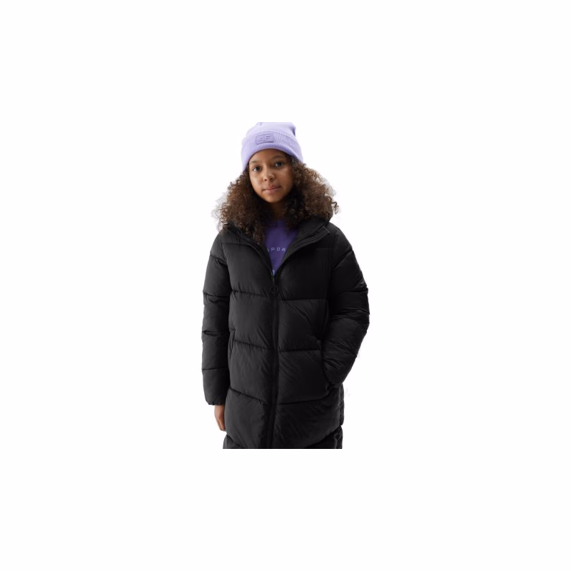 Dievčenská bunda 4F JUNIOR DOWN JACKET-JAW23TDJAF268-21S-BLACK