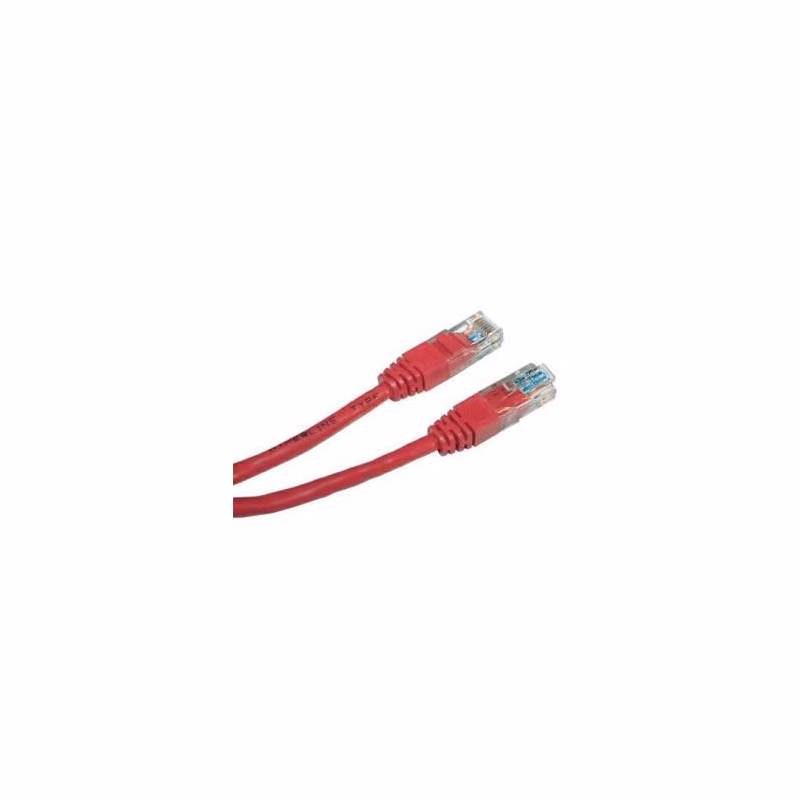 Síťový LAN kábel UTP patchcord, Cat.5e, RJ45 samec - RJ45 samec, 5 m, netienený, červený, economy, DOPRODEJ