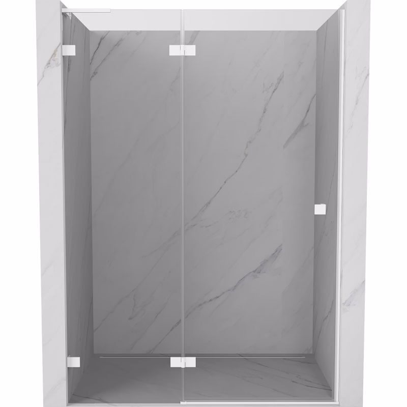 MEXEN/S - Lunar L sprchové dvere krídlové ľavé 135, transparent, biela 834L-135-000-20-00-L