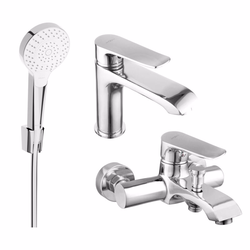 MEXEN/S - Pecos R05 Set umývadlové a vaňové batérie s príslušenstvom, chróm 72703R05-00
