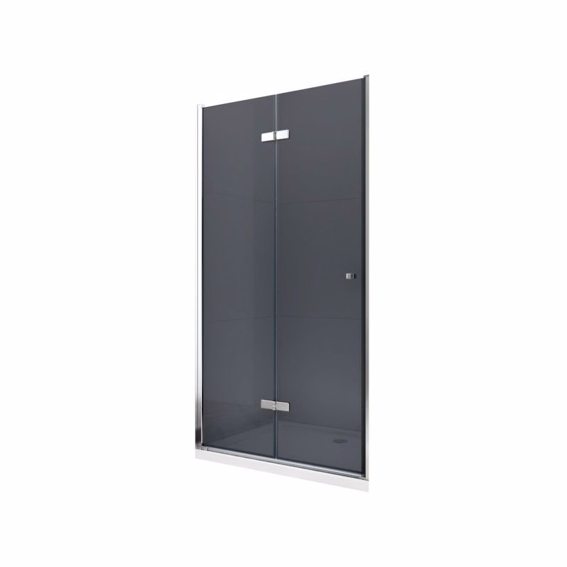 MEXEN - LIMA skladacie dvere 100x190 cm 6mm, chróm, grafit sa stenovým profilom 856-100-000-01-40