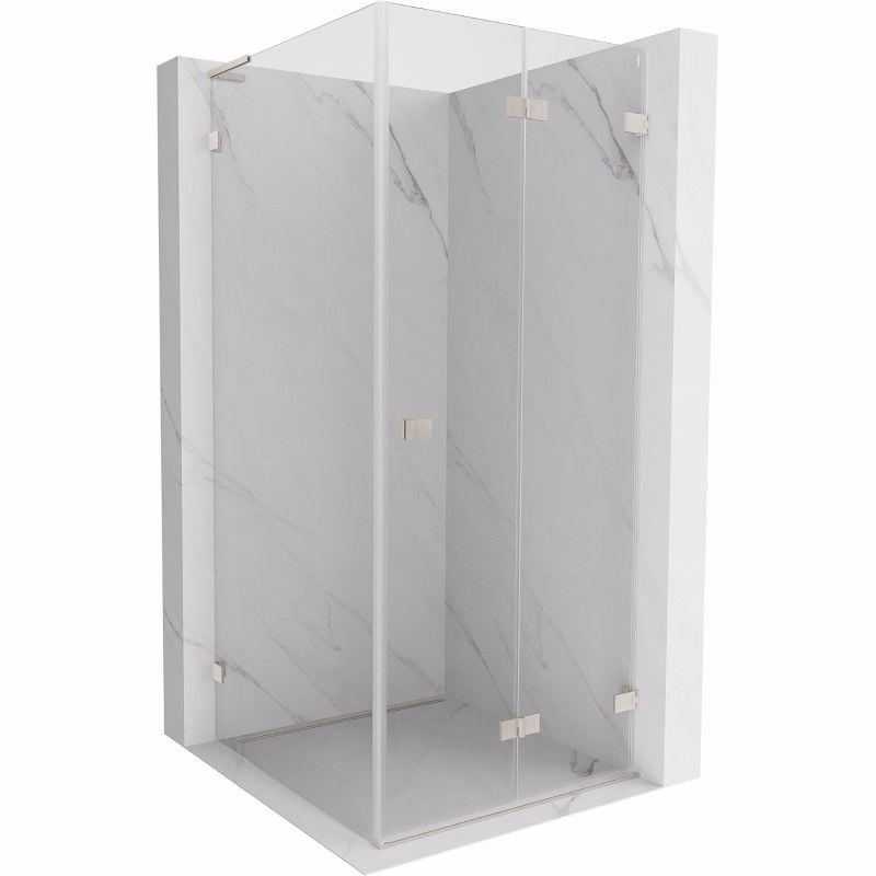 MEXEN/S - Lunar-F L sprchový kút skladacie dvere pravá 70 x 70, transparent, nikel kartáčovaný 836L-070-070-97-00-P