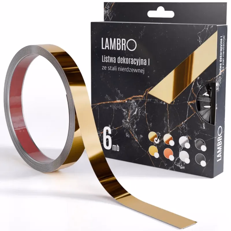 Samolepiaca dekoratívna lišta v rolke 2 cm zlatá 6 bm lesk