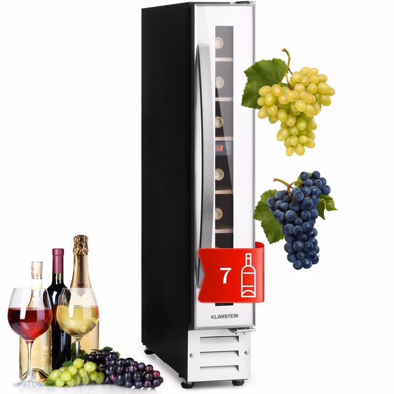 Klarstein Vinovilla 7 built-in Uno Quartz, vstavaná vinotéka, biele sklo, nehrdzavejúca oceľ