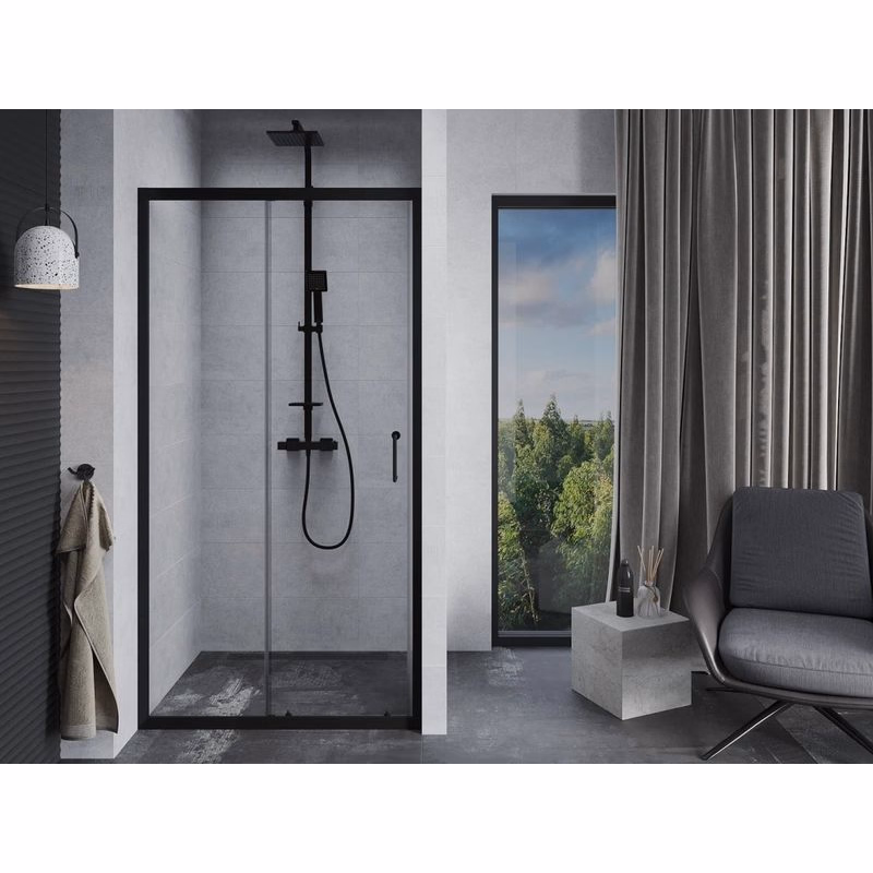 OLSEN SPA - Sprchové dvere do niky TREOS NEW BLACK - FARBA rámu - Čierna matná, Rozmer A - 100, Smer zatvárania - Univerzálne Ľavé / Pravé, Výplň - Číre bezpečnostné sklo - 6 mm OLBTREO100BC