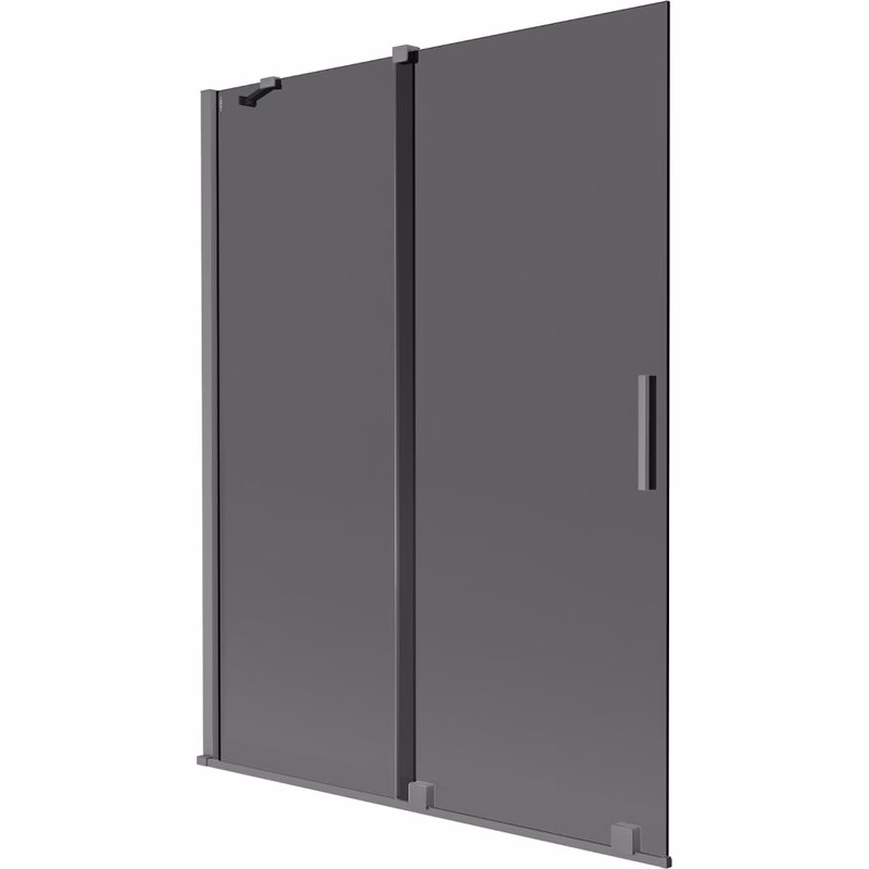 MEXEN/S - Velár dvojkrídlová posuvná vaňová zástena 130 x 150, grafit, grafit metal 896-130-000-41-95