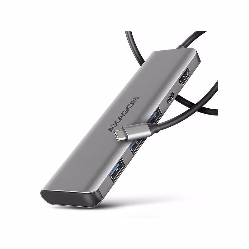 AXAGON HMC-5H, USB 5Gbps húb, 3x USB-A, HDMI 4k/30Hz, PD 100W, kábel USB-C 100cm
