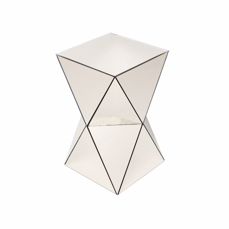 Luxury zrkadlový príručný stolík béžový 32x32 cm