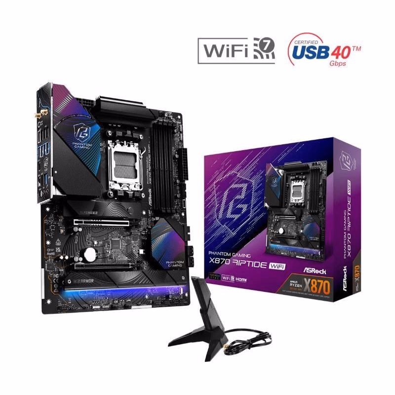 ASRock MB Sc AM5 X870 RIPTIDE WIFI, AMD X870, 4xDDR5, 1xHDMI, 2xUSB4, WI-FI