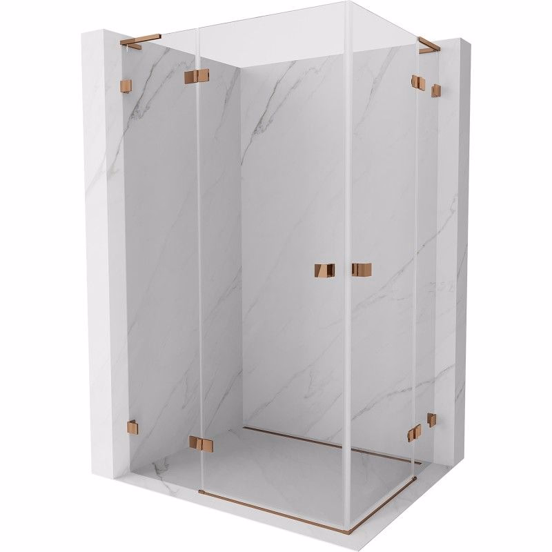 MEXEN/S - Lunar L Duo sprchovací kút dvere krídlové 105 x 85, transparent, ružové zlato 834L-105L-085P-60-00