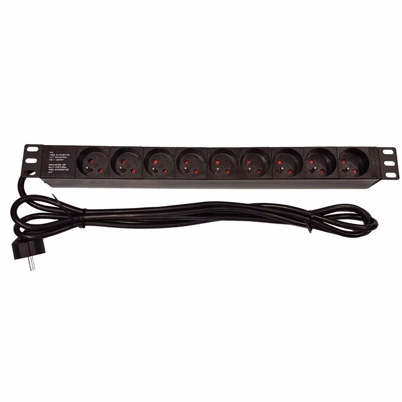 19" rozvodný panel LEXI-Net 9x230V, kábel 3m, 1U