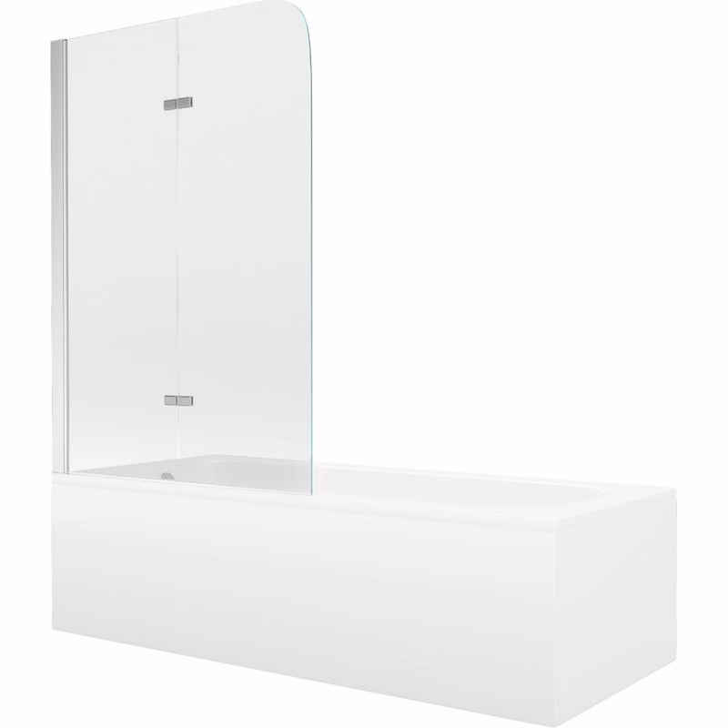 MEXEN/S - Vega obdĺžniková vaňa 150 x 70 cm s panelom + vaňová zástena 100, transparent, chróm 550115070X9010020100